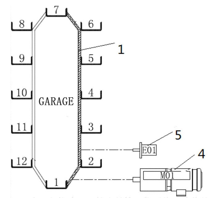 Schéma schématique de douze places de stationnement garage stéréo à circulation verticale